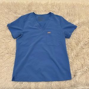 Figs one pocket scrub top in ceil blue